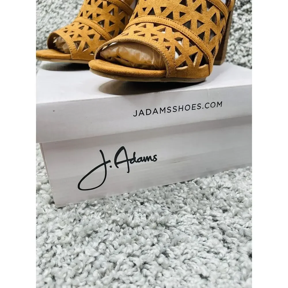 J. Adams Women’s Riviera Mule Heeled Sandals Tan Suede Size 6